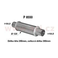 UNIVERZÁLNÍ TLUMIČ KULATÝ (TRUBKA 64 MM, DÉLKA 38 CM) (TĚLO 12 CM, DÉLKA 25 CM) FENNO