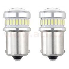 LED 12/24V 24XSMD 3014 + 6X SMD 3030 BÍLÁ 5600K BA15S CAN-BUS SADA 2 KS