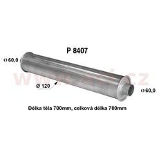 UNIVERZÁLNÍ TLUMIČ KULATÝ (TRUBKA 60 MM, DÉLKA 78 CM) (TĚLO 12 CM, DÉLKA 70 CM) FENNO