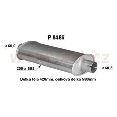 UNIVERZÁLNÍ TLUMIČ PLOCHÝ (TRUBKA 60,5 MM, DÉLKA 48 CM) (TĚLO 20X10,5 CM) FENNO