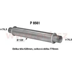 UNIVERZÁLNÍ TLUMIČ KULATÝ (TRUBKA 76,5 MM, DÉLKA 77 CM) (TĚLO 12 CM, DÉLKA 62 CM) FENNO