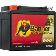BATERIE AGM PLUS 12V, BGTX12-4, 10AH, 165A, BANNER BIKE BULL AGM PLUS 150X87X130