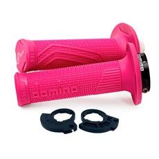 GRIPY LOCK-ON D100 (OFFROAD) DĹŽKA 125/130 MM (2 VAČKY), DOMINO (RŮŽOV