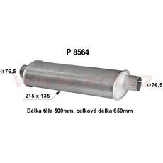 UNIVERZÁLNÍ TLUMIČ PLOCHÝ (TRUBKA 76,5 MM, DÉLKA 65 CM) (TĚLO 21,5X13,5 CM, DÉLKA 50 CM) FENNO