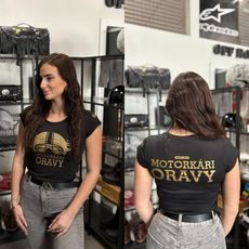 TRIČKO MOTORKÁRI ORAVY, DÁMSKE, ČIERNE/ZLATÉ