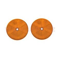 UNIVERZÁLNÍ ODRAZKA KULATÁ S OTVOREM PRO UCHYCENÍ, ORANŽOVÁ (PRŮMĚR 84 MM) 2 KS