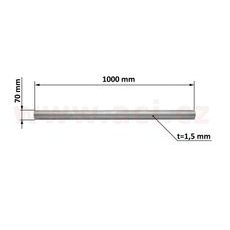 UNIVERZÁLNÍ ROURA VÝFUKU 1 M NEREZ, VNĚJŠÍ PRŮMĚR 70 MM, TL. 1,5 MM TYLL