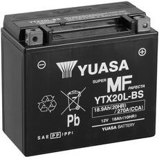 MOTOBATÉRIE 12V, YTX20L-BS, 18,9AH, 270A, BEZÚDRŽBOVÁ MF AGM 175X87X155, YUASA ORIGINÁL (VR. BALENIE ELEKTROLYTU)