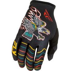 RUKAVICE LITE AMERICANA, FLY RACING - USA 2026 (ČERNÁ/ČERVENÁ/ZLATÁ)