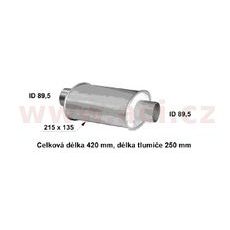 UNIVERZÁLNÍ TLUMIČ PLOCHÝ, PRŮMĚR TLUMIČE 215X135, PRŮMĚR 89 MM