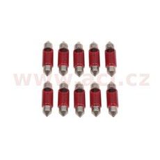 ŽÁROVKA C5W 12V 5W (PATICE SV8,5) ČERVENÁ (SADA 10 KS)