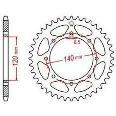 OCEĽOVÁ ROZETA PRE SEKUNDÁRNE REŤAZY TYPU 520, JT - ANGLICKO (43 ZUBOV)