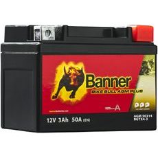 BATERIE AGM PLUS 12V, BGTX4-3, 3AH, 50A, BANNER BIKE BULL AGM PLUS 113X70X86