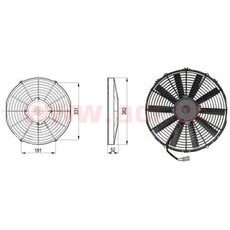 SAHARA UNIVERZÁLNÍ 12 V, VNĚJŠÍ PRŮMĚR 382 MM, PRŮMĚR VRTULE 350 MM, TLOUŠŤKA 52 MM, 7 A, PROUD VZDUCHU 1760 M3/H, SÁNÍ