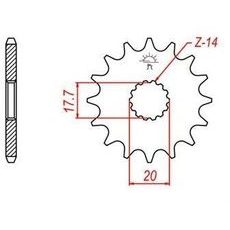 REŤAZOVÉ KOLIESKO PRE SEKUNDÁRNE REŤAZY TYPU 420, JT - ANGLICKO (14 ZUBOV)