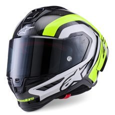 PRILBA SUPERTECH R10 ARIUS, ALPINESTARS (KARBON/ŽLUTÁ FLUO/BÍLÁ) 2026