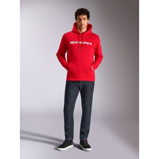 MIKINA WORDMARK HOODIE 3, ALPINESTARS (ČERVENÁ/BÍLÁ)