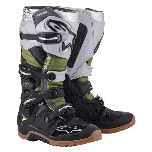 TOPÁNKY TECH 7 ENDURO, ALPINESTARS (ČERNÁ/STŘÍBRNÁ/MILITARY ZELENÁ)