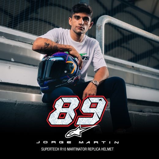 PRILBA SUPERTECH R10 LIMITOVANÁ EDÍCIA MARTINATOR JORGE MARTIN, ALPINESTARS (MODRÁ/FIALOVÁ/ČERVENÁ/ŽLUTÁ) 2025