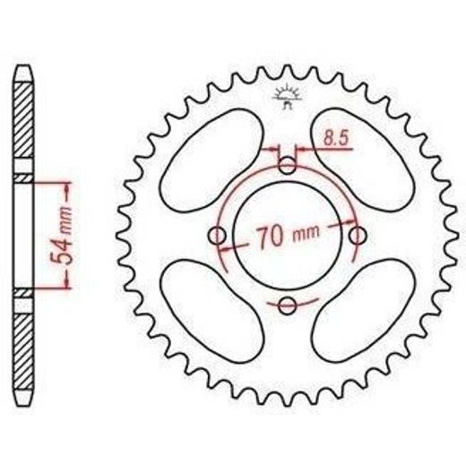 OCEĽOVÁ ROZETA PRE SEKUNDÁRNE REŤAZY TYPU 428, JT - ANGLICKO (40 ZUBOV)