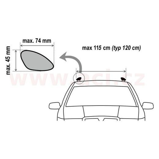 STŘEŠNÍ NOSIČ ZAMYKACÍ HLINÍKOVÝ 120 CM, MAX PRŮŘEZ NOSIČE 45X74 MM, SADA 2 KS, PRO VOZIDLA S PODÉLNÝMI NOSIČI, ALU-PRO