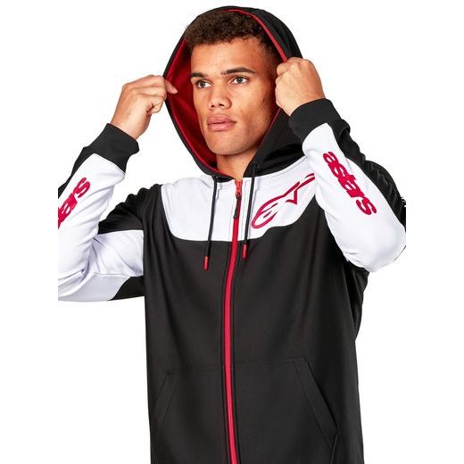 MIKINA SESSIONS 3 HOODIE, ALPINESTARS (ČERNÁ/BÍLÁ/ČERVENÁ)