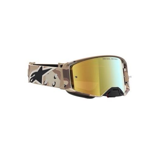 OKULIARE SUPERTECH LONE, ALPINESTARS (PIESKOVÁ CAMO, ZRKADLOVÉ ZLATÉ PLEXI) 2027
