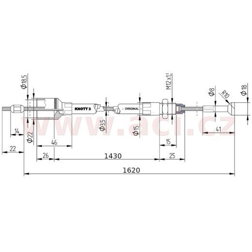 LANOVOD BRZDOVÝ KNOTT 1430/1620 MM RYCHLOMONT. (S ČOČKOU) ORIGINÁL