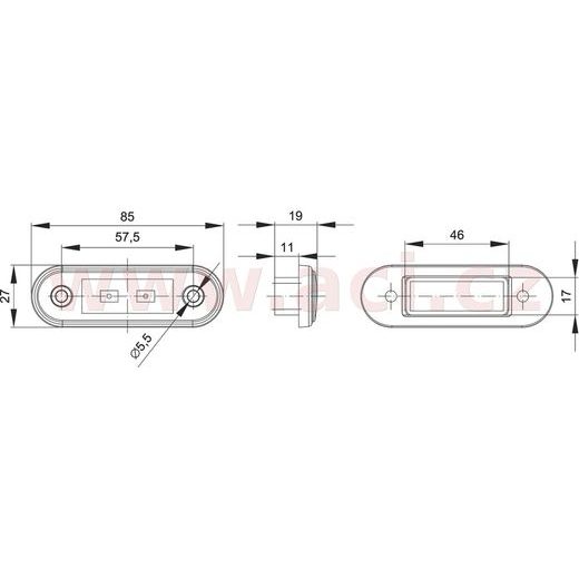 POZIČNÍ SVĚTLO LED OVÁLNÉ ČERVENÉ (85X27 MM) S DRŽÁKEM