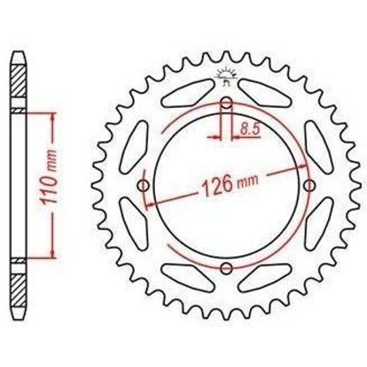 OCEĽOVÁ ROZETA PRE SEKUNDÁRNE REŤAZY TYPU 428, JT - ANGLICKO (47 ZUBOV)
