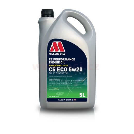 MILLERS OILS MOTOROVÝ OLEJ PLNE SYNTETICKÝ S NANOČÁSTICEMI EE PERFORMANCE C5 ECO 5W20 5L