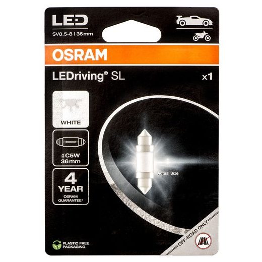 OSRAM ŽÁROVKA LED LEDRIVING SL C5W DÉLKA 36 MM STUDENĚ BÍLÁ 6000K 12V JEDEN KUS V BALENÍ