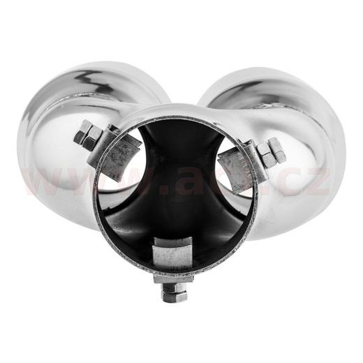 KONCOVKA VÝFUKU NEREZOVÁ DVOJITÁ KULATÁ, VNĚJŠÍ PRŮMĚR 2X76MM, DÉLKA 210MM, VNITŘNÍ PRŮMĚR 45-58MM ASSO