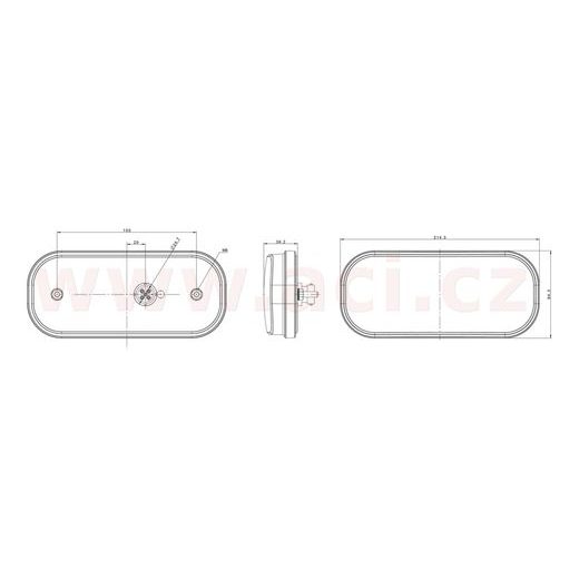 ZADNÍ SVĚTLO LED 214,3X94,3 MM, S DYNAMICKÝM SMĚR. SVĚTLEM, 5 PIN BAJONET, L=P
