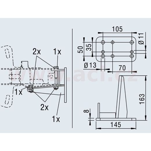 KONZOLA PRO DRŽÁK OPĚRNÉHO KOLEČKA NA BRZDU AL-KO 161S/251S/251G ORIGINÁL
