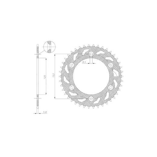 OCEĽOVÁ ROZETA PRE SEKUNDÁRNE REŤAZY TYPU 520, BRAKING (45 ZUBOV)