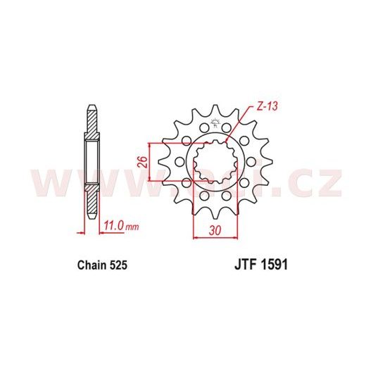 REŤAZOVÉ KOLIESKO S TLMIACE GUMOVOU VRSTVOU PRE SEKUNDÁRNE REŤAZY TYPU 525, JT (16 ZUBOV)