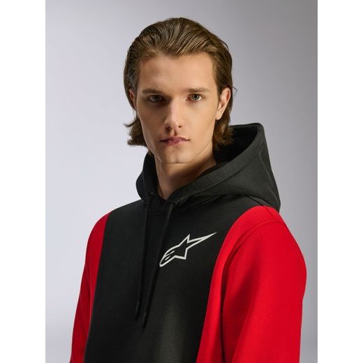 MIKINA IGNITE HOODIE, ALPINESTARS (ČERNÁ/ČERVENÁ)