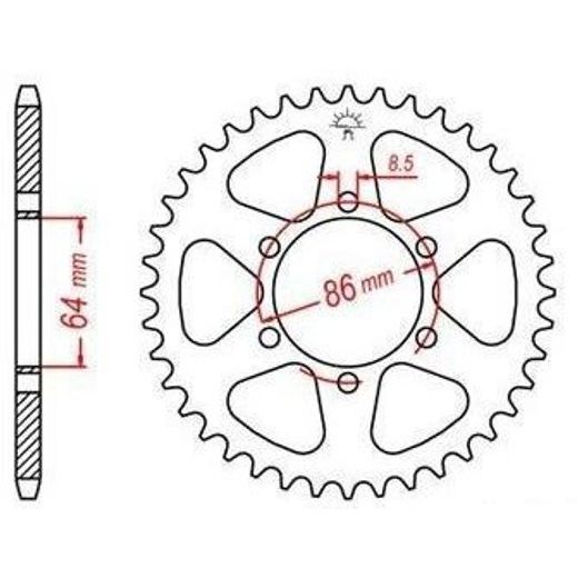 OCEĽOVÁ ROZETA PRE SEKUNDÁRNE REŤAZY TYPU 428, JT - ANGLICKO (45 ZUBOV)
