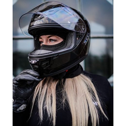 MESH PRILBA S HEADSETEM PHANTOM, SENA (LESKLÁ ČIERNA)