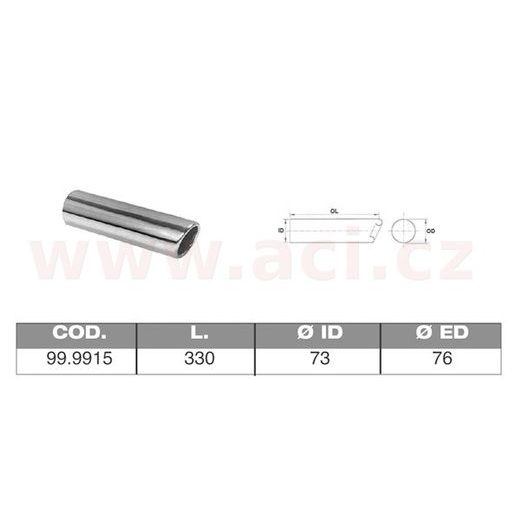 KONCOVKA VÝFUKU NEREZOVÁ KULATÁ, VNĚJŠÍ PRŮMĚR 76MM, DÉLKA 330MM, VNITŘNÍ PRŮMĚR 73MM ASSO