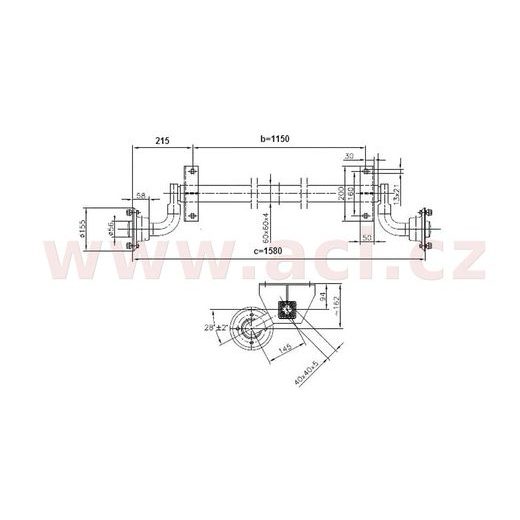 NÁPRAVA KNOTT VG 7-L (750 KG) ROZTEČ PATEK 1150 MM, STŘEDNÍ PATKY (4X100) ORIGINÁL