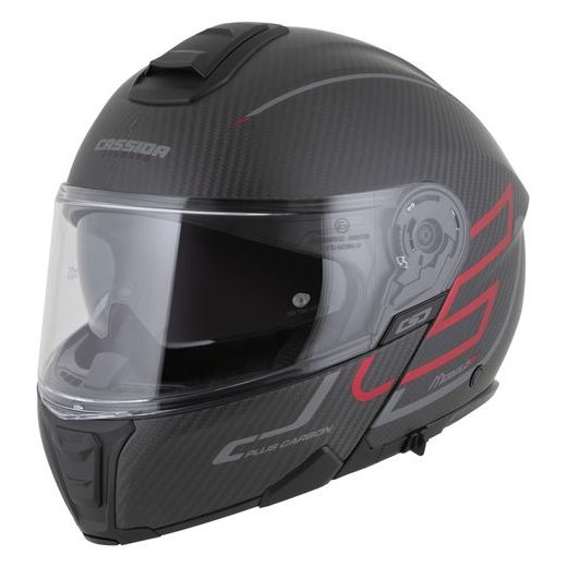 PRILBA MODULO 2.1 PLUS CARBON, CASSIDA (CARBON MATNÁ/ČERVENÁ METALICKÁ/REFLEXNÍ STŘÍBRNÁ/ČERNÁ) 2026