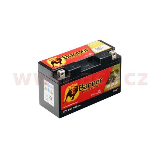 BATERIE GELOVÁ 12V, YT7B-4, YT7B-BS, 6AH, 110A, BANNER BIKE BULL GEL 150X65X93