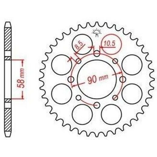 OCEĽOVÁ ROZETA PRE SEKUNDÁRNE REŤAZY TYPU 520, JT - ANGLICKO (45 ZUBOV)