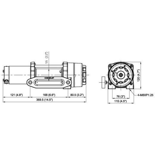 COMEUP CUB 4S 12V STD, 4000LBS, SYNTHETIC ROPE