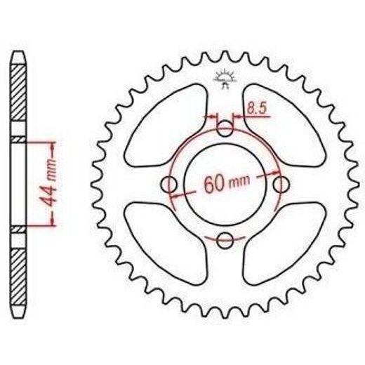 OCEĽOVÁ ROZETA PRE SEKUNDÁRNE REŤAZY TYPU 428, JT - ANGLICKO (49 ZUBOV)