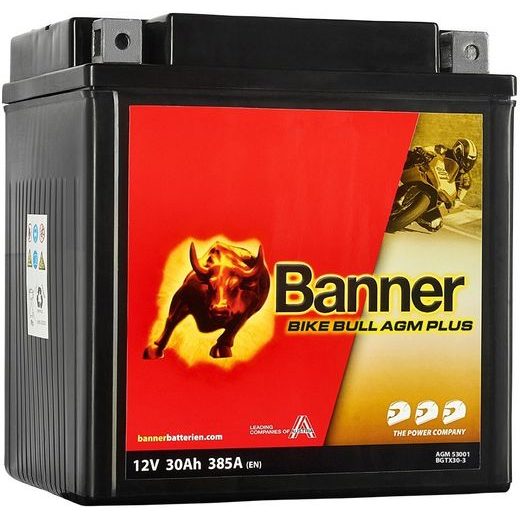 BATERIE AGM PLUS 12V, BGTX30-3, 30AH, 385A, BANNER BIKE BULL AGM PLUS 167X126X174