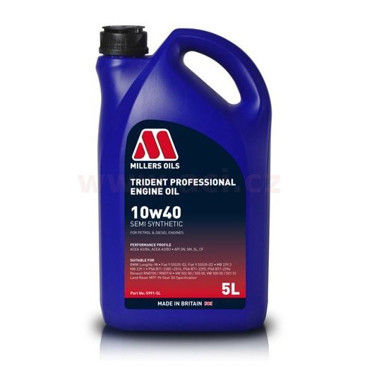 MILLERS OILS MOTOROVÝ OLEJ POLOSYNTETICKÝ TRIDENT PROFESSIONAL 10W40 5L