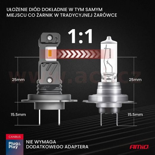 LED H7/H18 60W - BÍLÁ (PATICE PX26D), SADA 2 KS